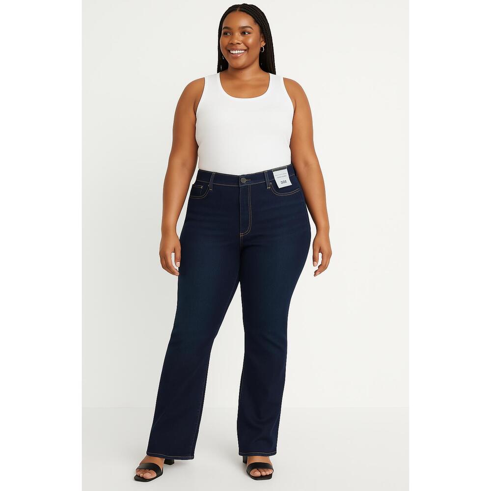 NWT Lane Bryant Womens Dark Blue Double Button Five Pocket Straight Leg Jeans 26 - Picture 2 of 13